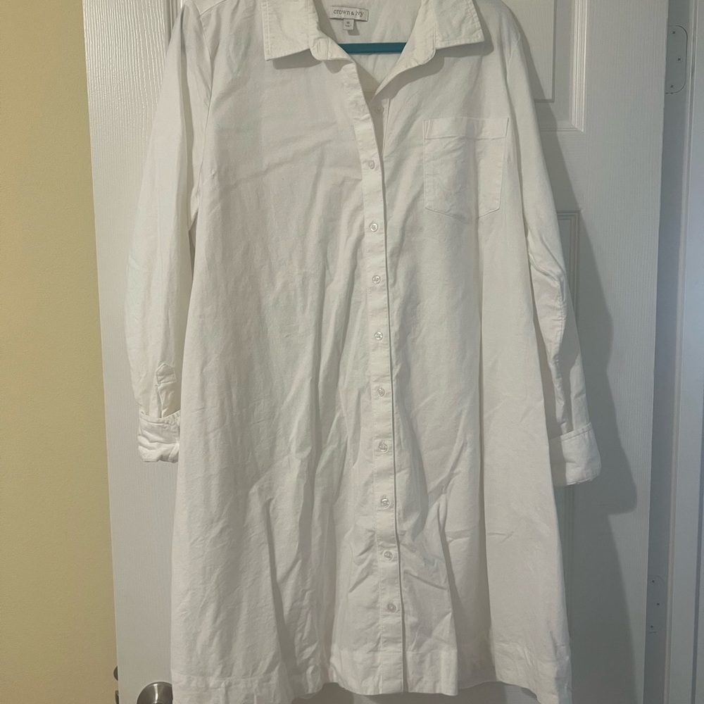 Crown & Ivy White Button Down Dress